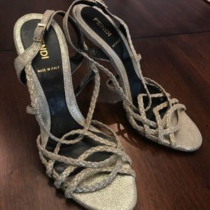Authentic Fendi Gold Strappy Heels Size 36 Size 6